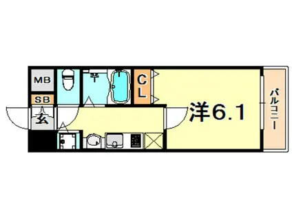 プレミアムコート神戸三宮(1K/10階)の間取り写真