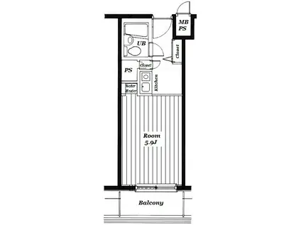 コルム目黒不動前(ワンルーム/3階)の間取り写真