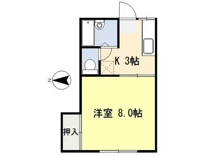 パルタウンKII(1K/1階)の間取り写真