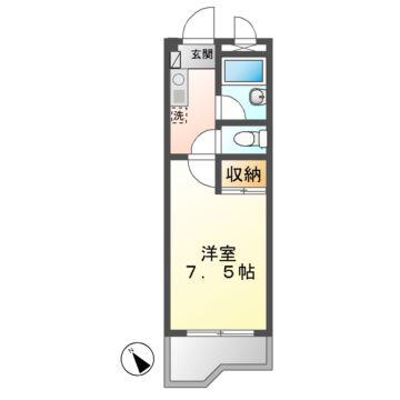 湯口マンション(1K/2階)の間取り写真