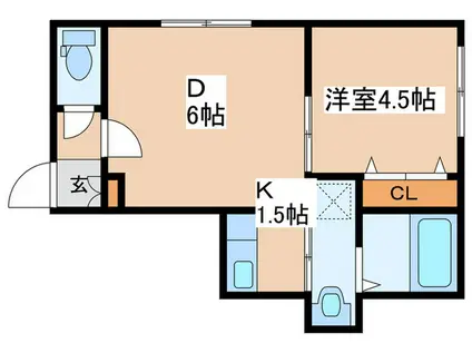 LEESPACE元町(1DK/2階)の間取り写真