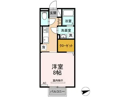 ロイジェントパークス富久山 E(1K/2階)の間取り写真