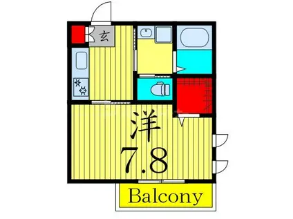 グリーンコート ウエスト(1K/3階)の間取り写真