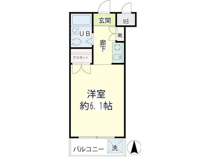 ベルライト能見台(ワンルーム/4階)の間取り写真