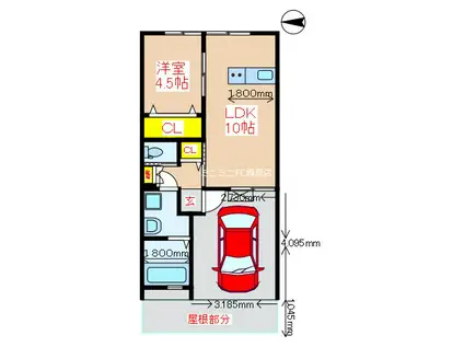 PREVER(1LDK/1階)の間取り写真