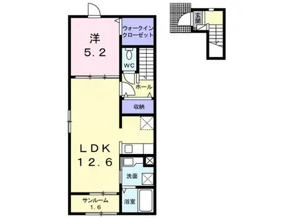 メゾンフォルテシモ 空(1LDK/2階)の間取り写真