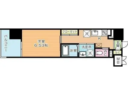 ウイングス城野駅前(1K/9階)の間取り写真