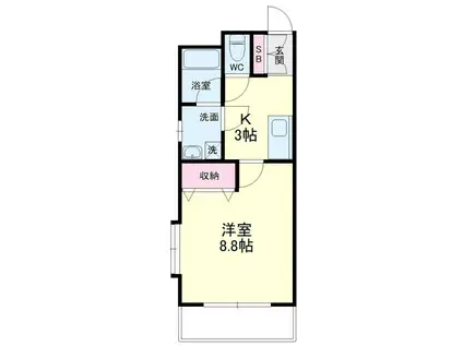 フォーレ三和II(1K/2階)の間取り写真