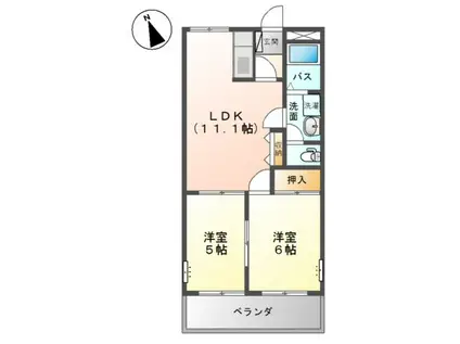 マーキュリーII(2LDK/2階)の間取り写真