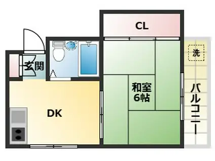 シティハイツエコー(1DK/3階)の間取り写真