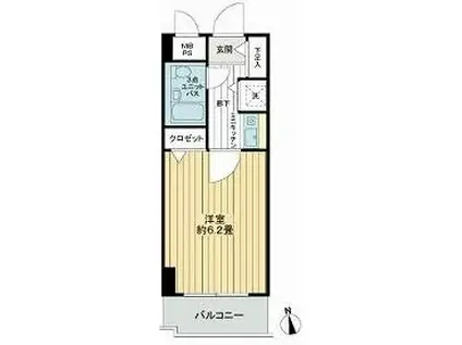 ライオンズマンション千葉県庁前第2(1K/7階)の間取り写真