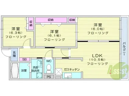 サンライズタウンたけくま(3LDK/3階)の間取り写真