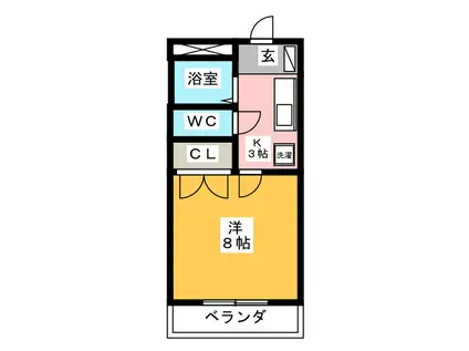 フィオーレ則武(1K/2階)の間取り写真