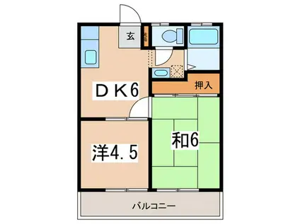 上田ハイツ(2DK/2階)の間取り写真