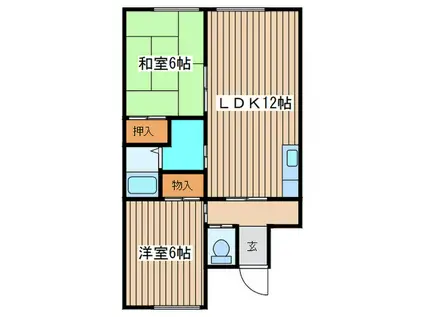 東武ハイツ2(2LDK/1階)の間取り写真