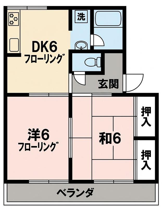 メゾン槙(2DK/2階)の間取り写真