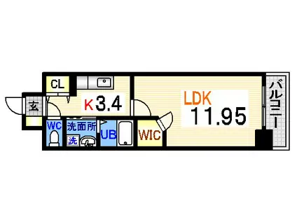 ロアール松川町(1K/3階)の間取り写真