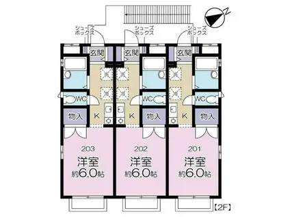 西武新宿線 狭山市駅 徒歩5分 2階建 築22年(1K/2階)の間取り写真