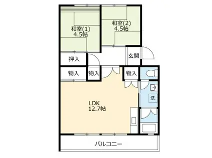 UR 泉南一丘団地 70棟(2LDK/2階)の間取り写真