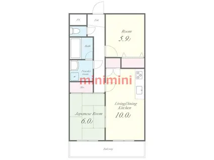 ルミエール(2LDK/2階)の間取り写真