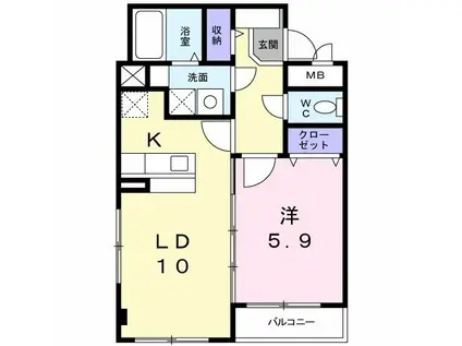 インサイド フィールド(1LDK/2階)の間取り写真