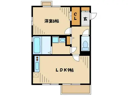 ファミネスV(1LDK/1階)の間取り写真