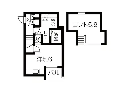 ランドスクエア上飯田(ワンルーム/1階)の間取り写真