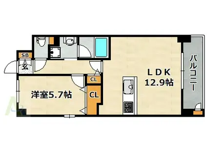 NATARIE KOBE(1LDK/6階)の間取り写真