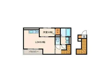 マミハイム(1LDK/1階)の間取り写真