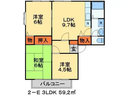 サンビレッジ沼南3街区1(3LDK/1階)の間取り写真