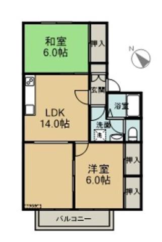 ビレッジ藤本(2LDK/2階)の間取り写真