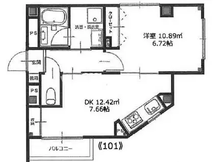 ラフォール 十条(1DK/1階)の間取り写真