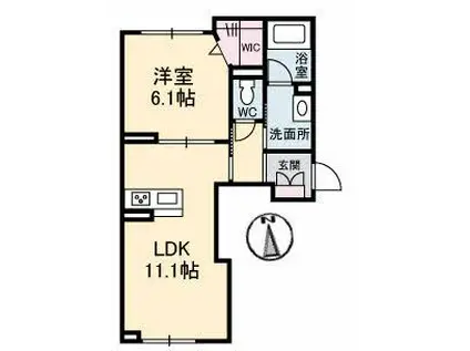 べレオガーデンズ平田(1LDK/1階)の間取り写真