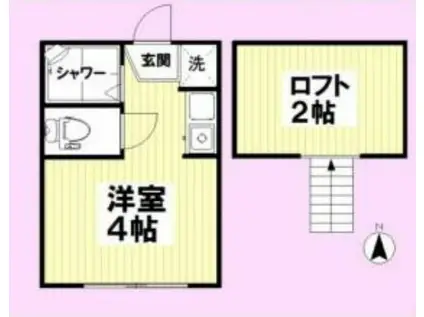 フェリスシャンテ(ワンルーム/2階)の間取り写真