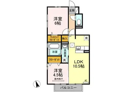 ウィズワン泉(2LDK/1階)の間取り写真