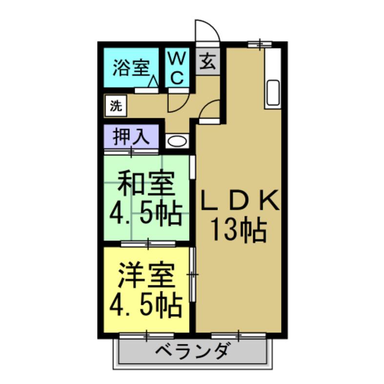 ハローユー柊(2LDK/1階)の間取り写真