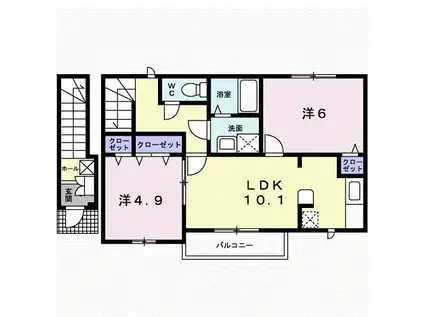 フォレスト パークII(2LDK/2階)の間取り写真