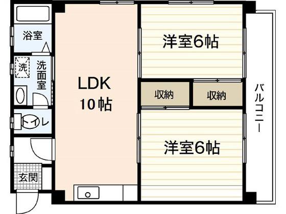 第1大田レジデンス(2LDK/3階)の間取り写真