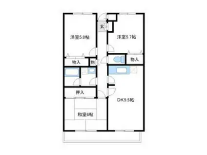 ピオニーIII(3DK/3階)の間取り写真