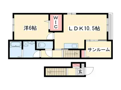 メゾン グレーヌ王子町II(1LDK/2階)の間取り写真