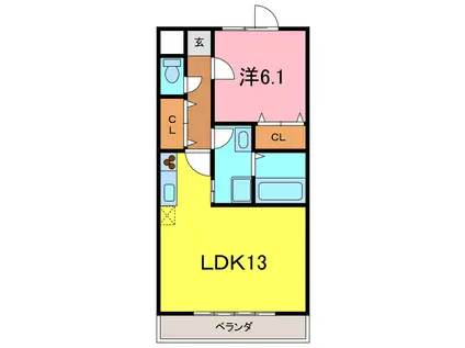 アンプルール リーブル 悠II(1LDK/2階)の間取り写真