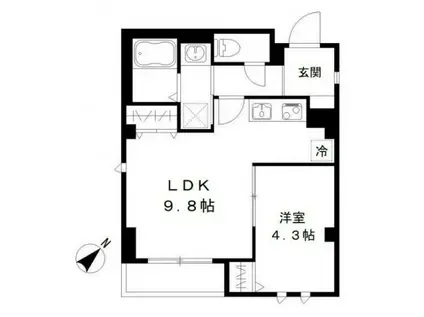 CASA DE RENO(1LDK/4階)の間取り写真