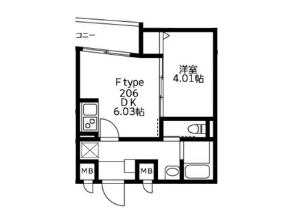 ユーレジデンス武蔵小山(1DK/4階)の間取り写真