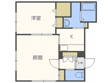 グランメール新道東駅西(1LDK/1階)の間取り写真