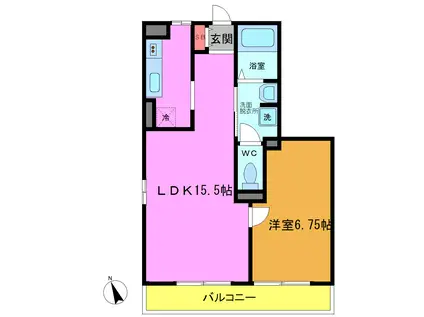 パークサイド西船B(1LDK/1階)の間取り写真