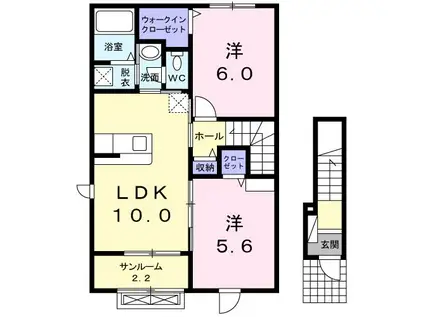 メモリー・プラントII(2LDK/2階)の間取り写真