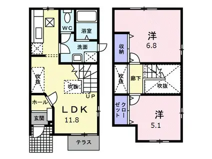 ガーデンコートB(2LDK/1階)の間取り写真