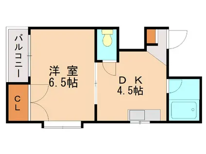 エステート城西(1DK/4階)の間取り写真