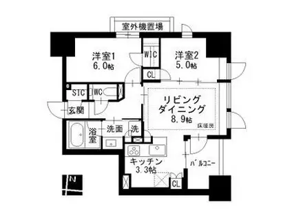 ザ・パークハウス泉一丁目(2LDK/1階)の間取り写真