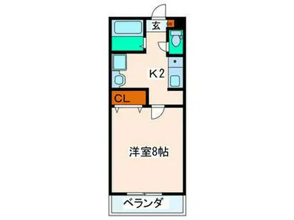 FUJIKOハイツVII(1K/2階)の間取り写真